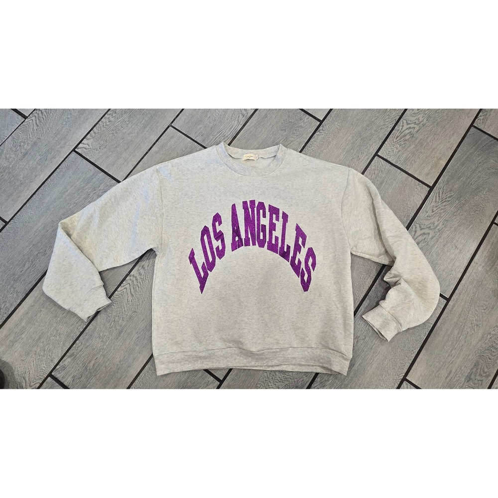 Atelier Evene Paris Los Angeles Glitter Graphic Sweatshirt Heather Gray TU OS
